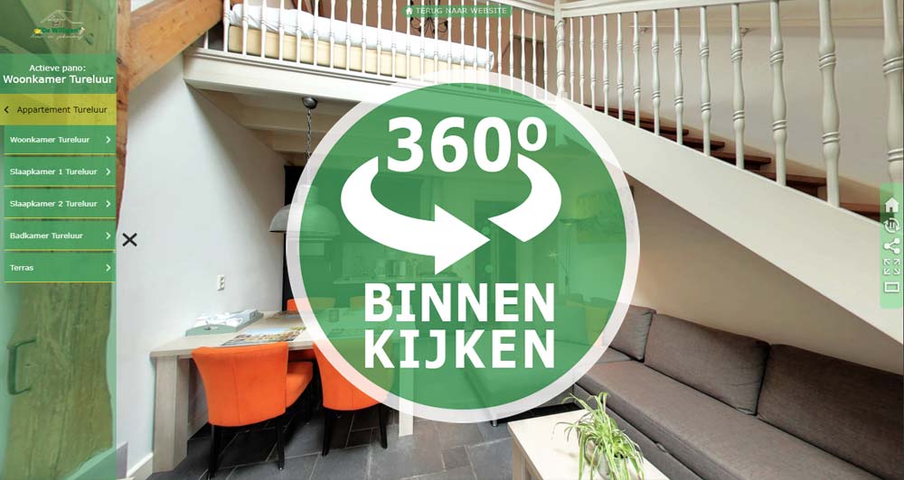 Virtuele rondleiding appartement Tureluur en Kievit